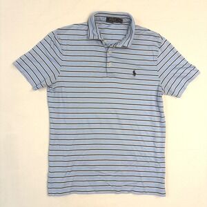 Polo Ralph Lauren Mens Small Blue Striped Short Sleeve Cotton Polo Shirt Preppy